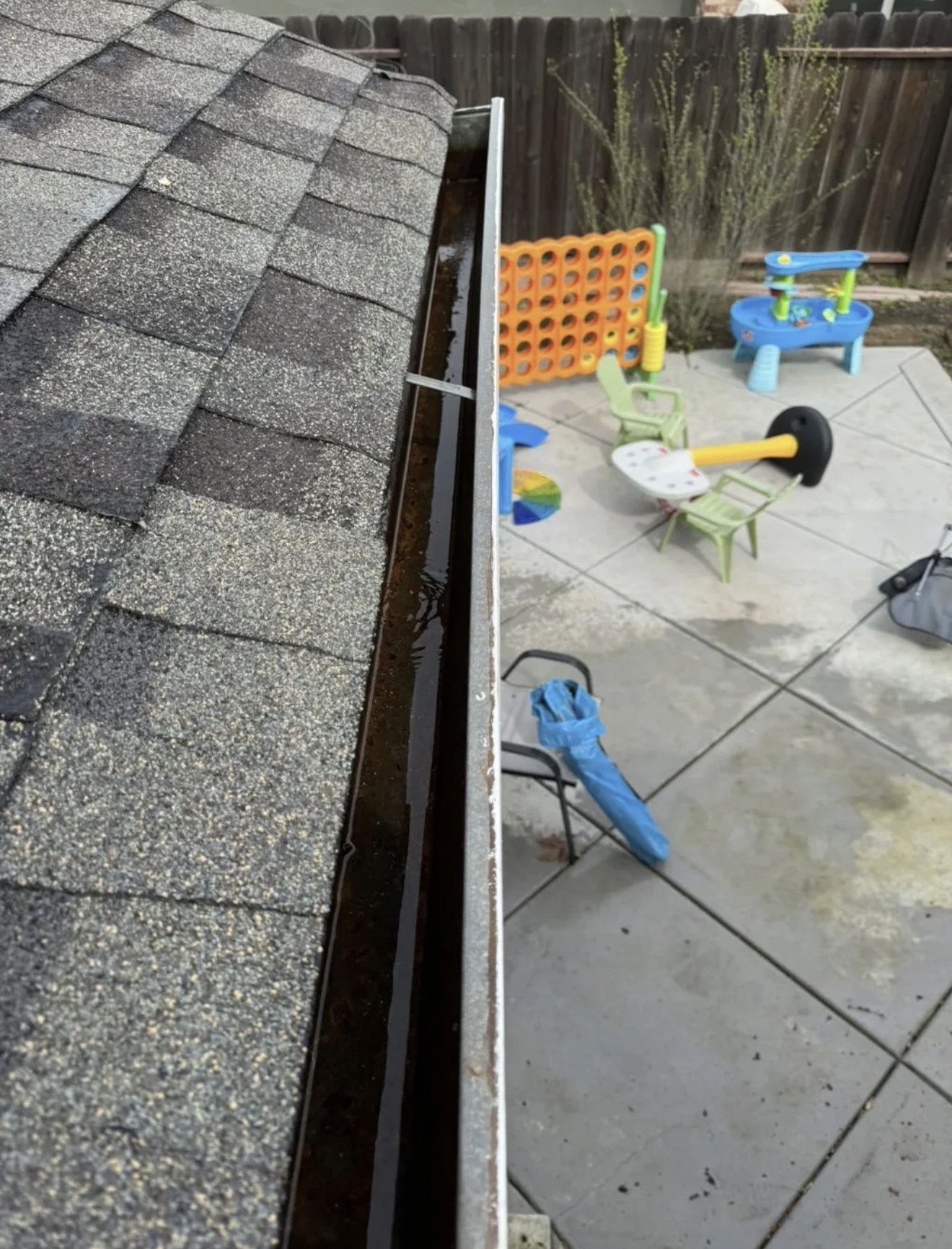 Gutter cleared after cleaning