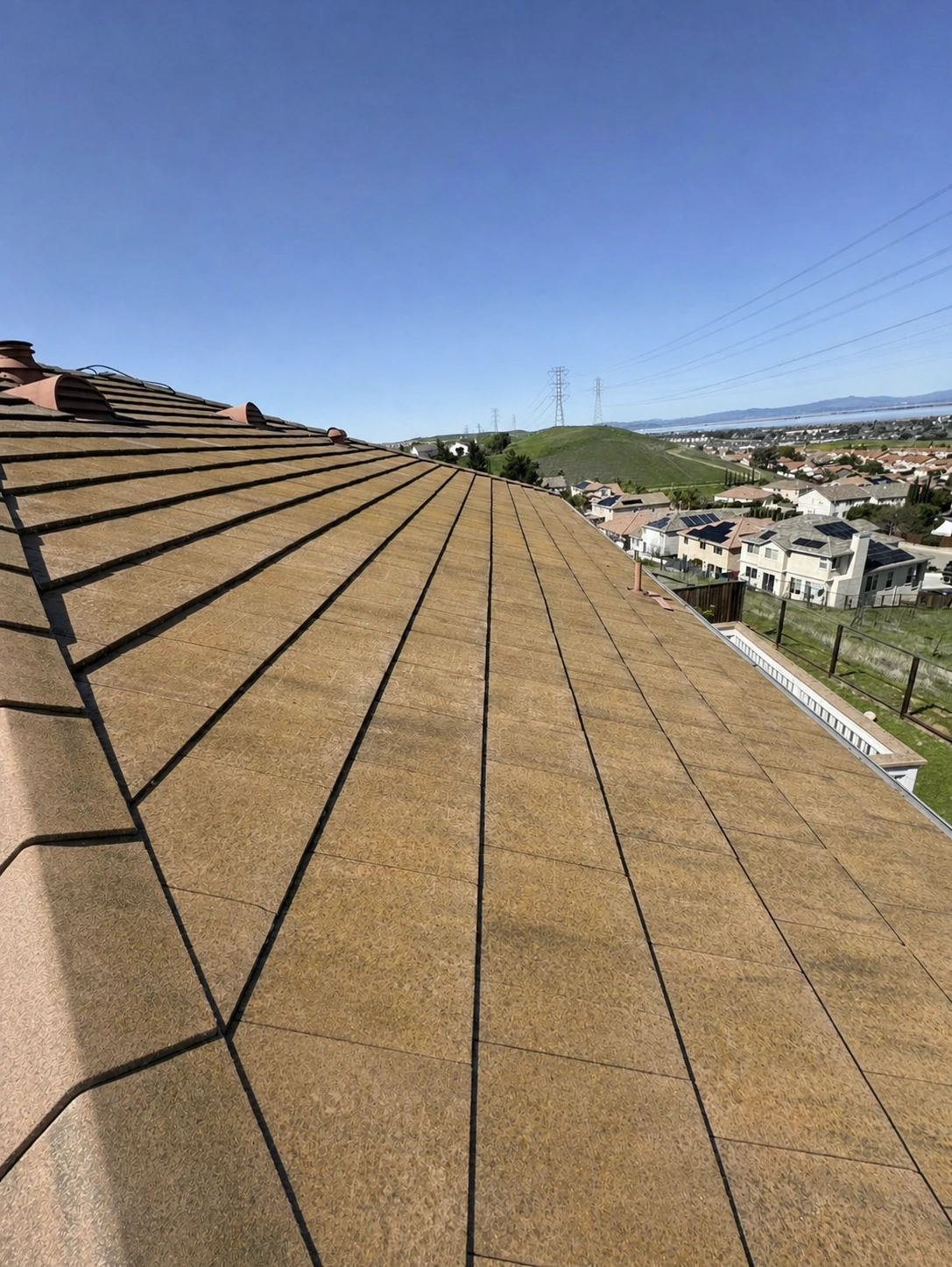 Tile roof before washing