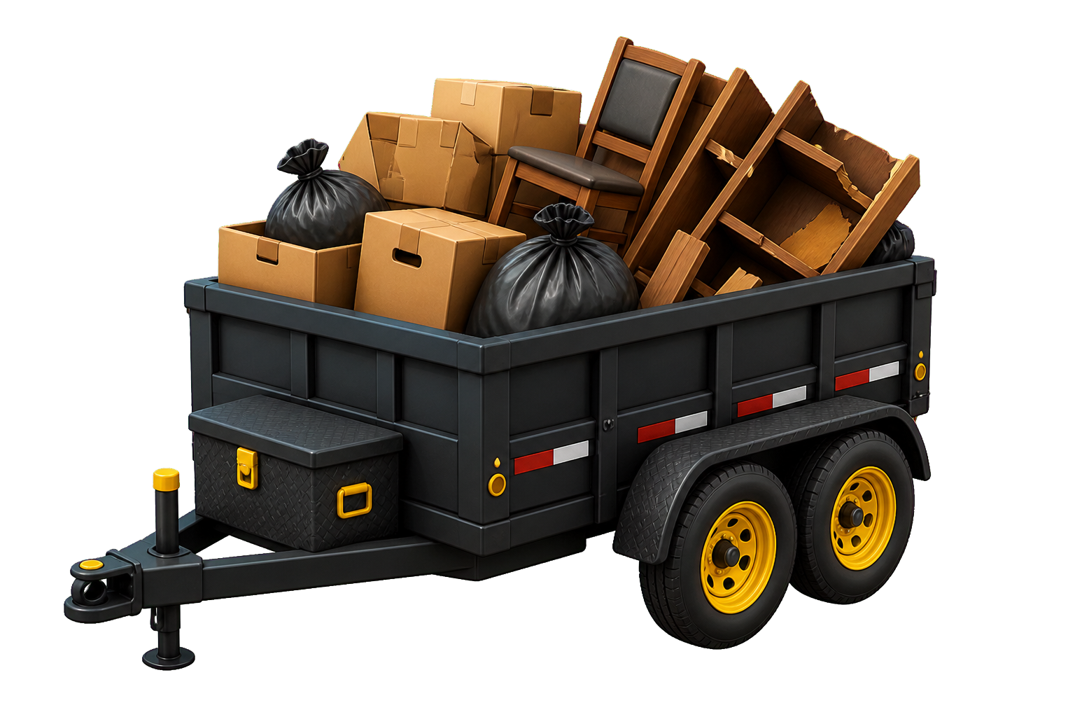 Dump trailer loaded with unwanted household items